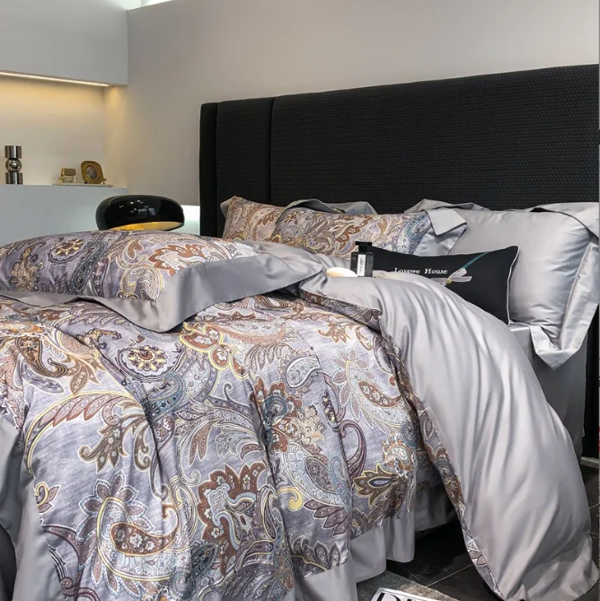 Luxury Tencel Bedding Set Bedsheet Collection - High Quality 4pc Cotton Cartoon 60 Modern Comforter Set 100% Cotton Sanding Fall