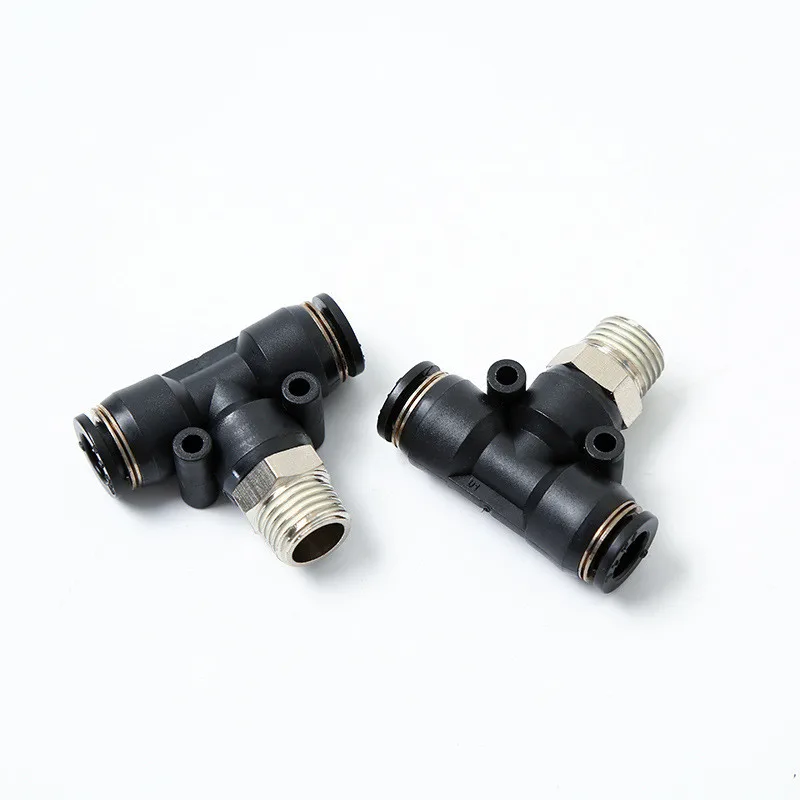 portable pneumatic fittings air quick connect pipe fittings one touch elbow TEE brass nickel-plated push in air quick fitting