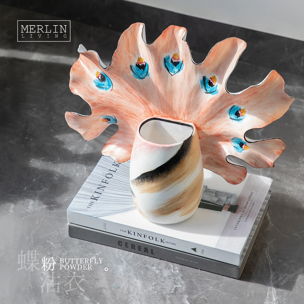 Merlin Living Hand Painting vase butterfly wedding vase ceramic home decor Chaozhou Ceramic Factory Manufacturing