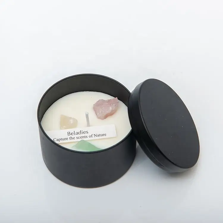 Hot selling soy scented dried petals customized vegan candles with flowers