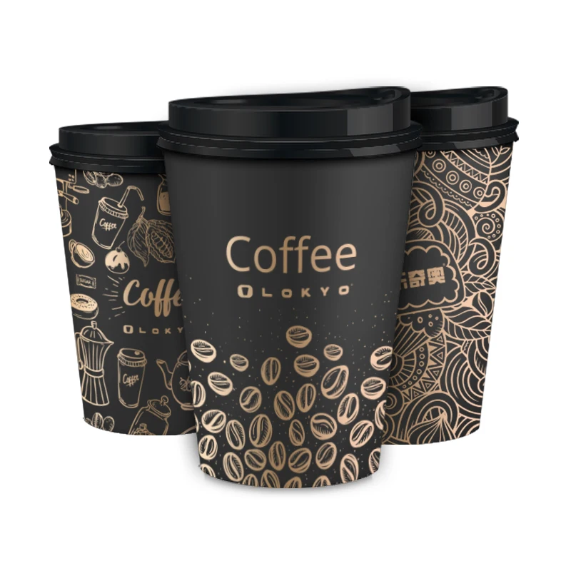 LOKYO eco friendly 8oz 12oz 22oz tea cappuccino hot coffee cup customized disposable paper cups wholesale