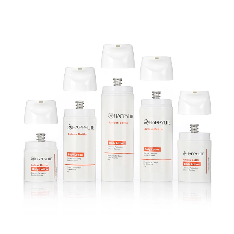 Private Label 30ml 50ml 80ml Round smooth White PP Cosmetic Plastic Airless Pump bottle