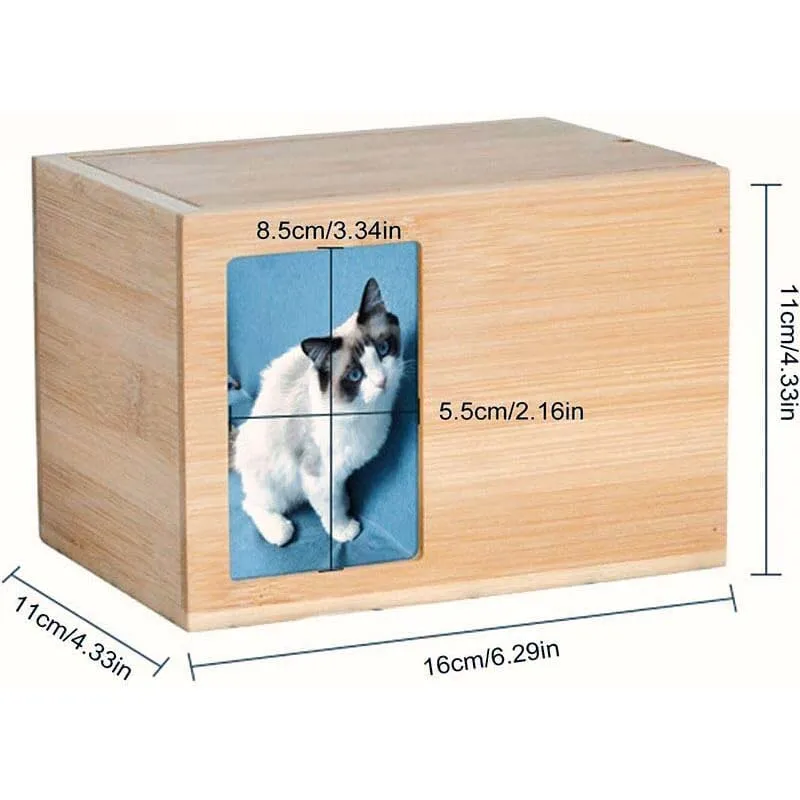 Pet Memorial Urns for Dogs or Cats Ashes Box Wooden Cremation Pet Urn with Photo Frame