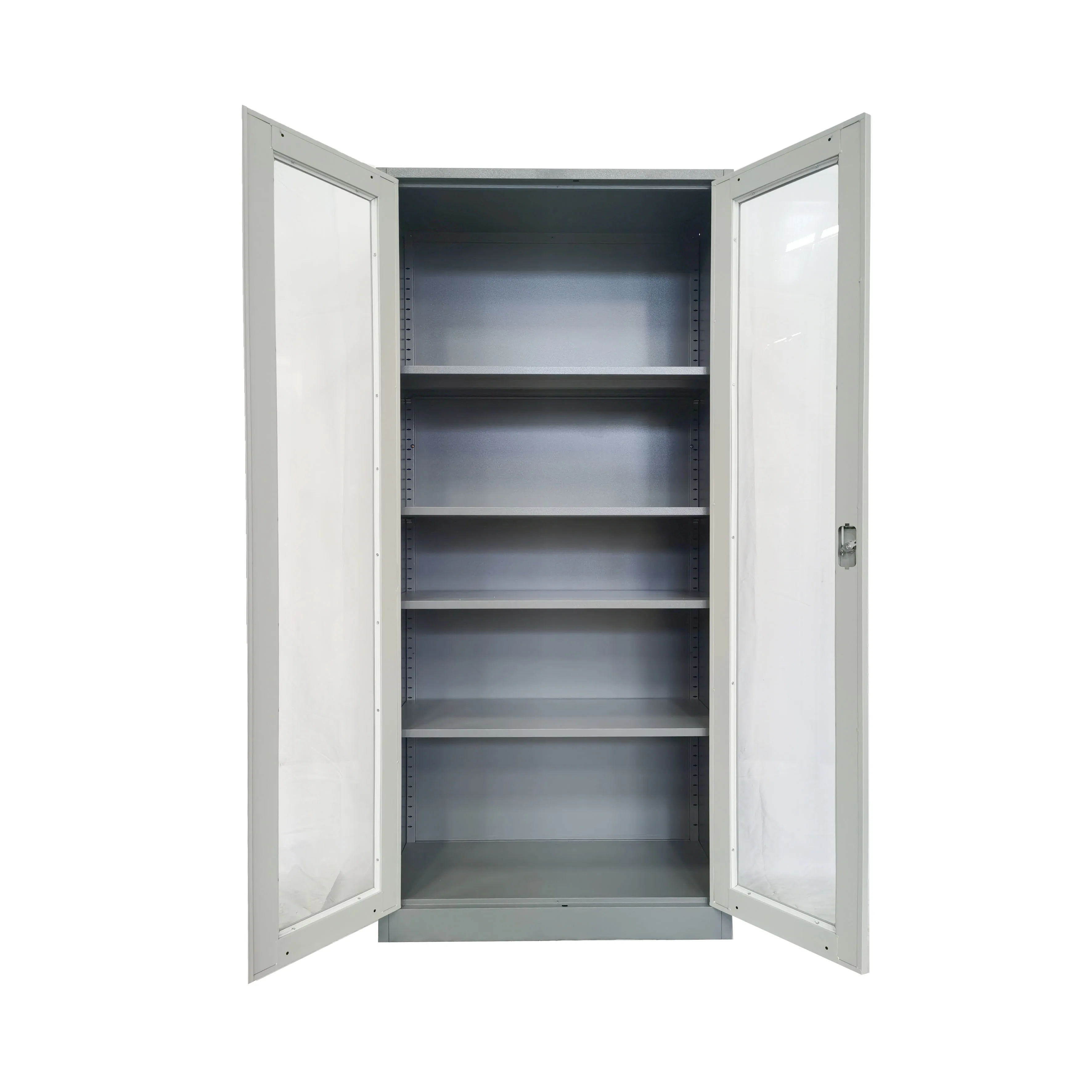 Grey Storage Cabinet Office Equipment with Transparent glass