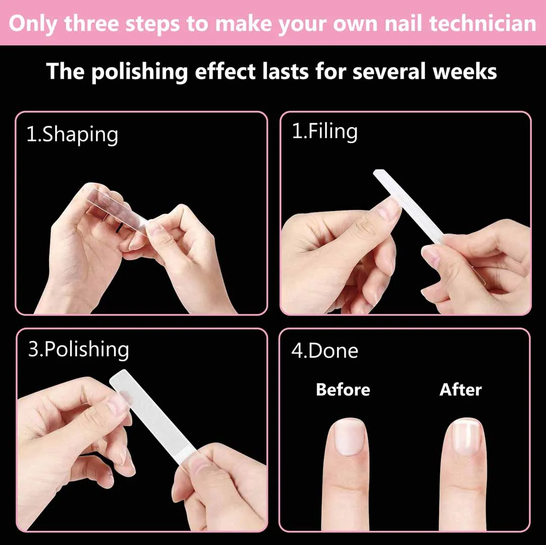 Custom Logo  Nail Buffer for Natual Nail Shine and nano glass nail file with case
