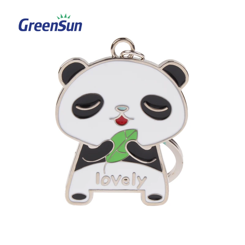 Manufacturer maker custom made brass usa souvenir 3d animal shaped cartoon metal panda keychain