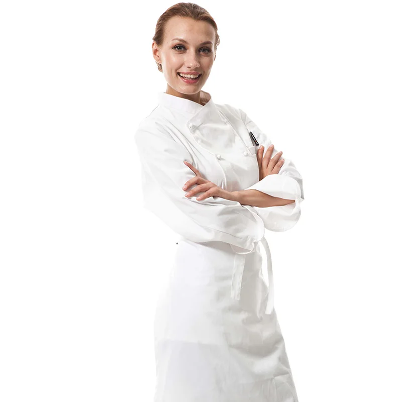 CHECKEDOUT Contrast color long sleeve french cuff Chef uniform for restaurant and hotel