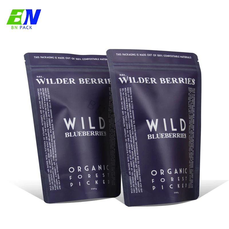 100g 250g 500g biodegradable waterproof paper bag pla coffee bag compostable window