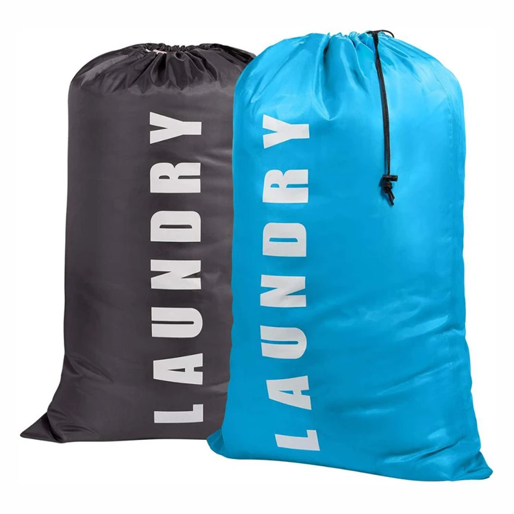 Oem Extra Large Printed Rip-Stop Travel Dirty Clothes Machine Washable Nylon Laundry Bag With Drawstring