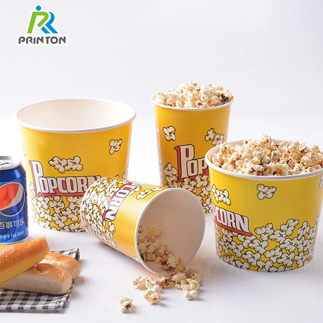 Printon takeaway food grade white cardboard fried snack party packaging popcorn box