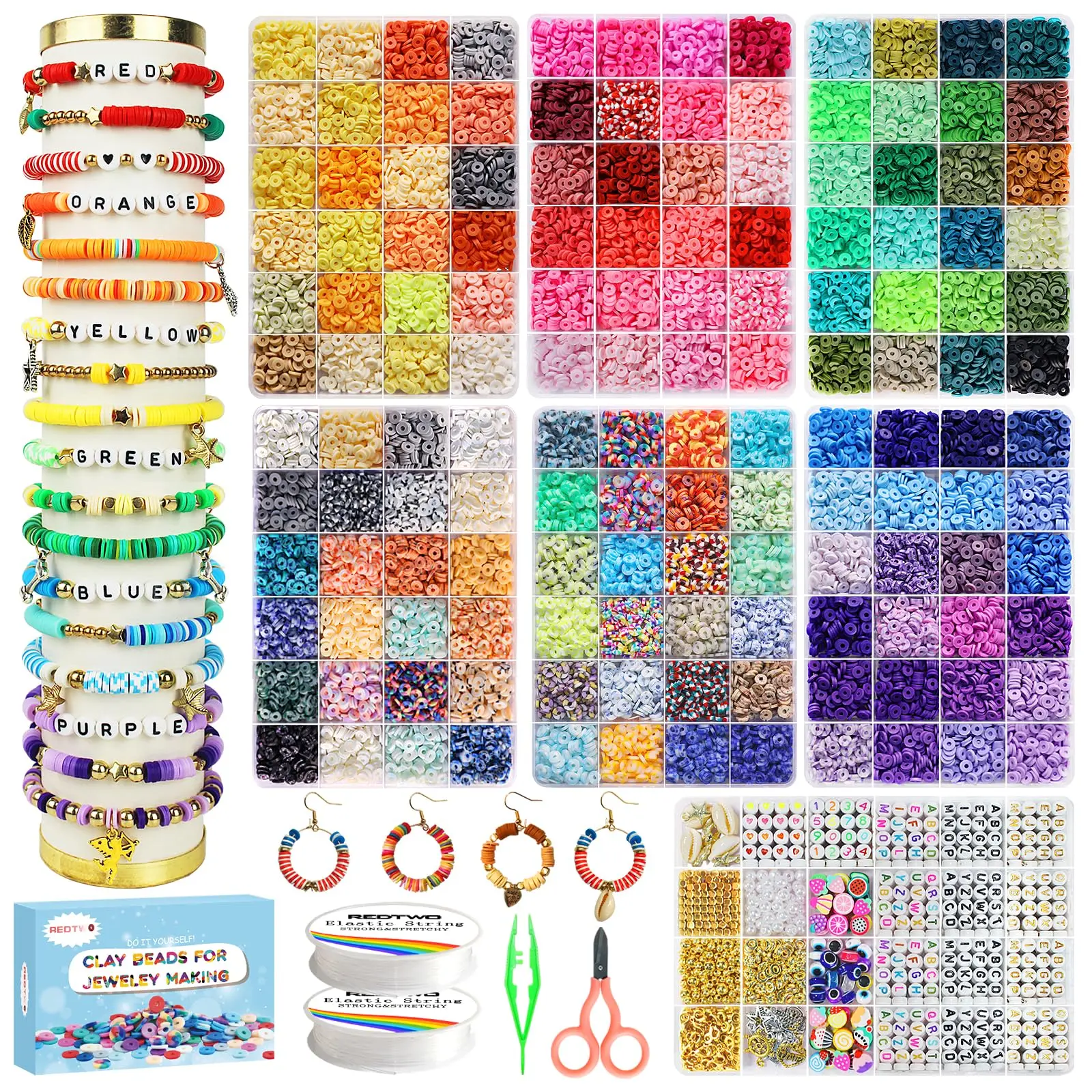 High Quality Custom Eco-Friendly Durable Color Gift Box Polymer Clay Beads for Bracelet Making Gifts Set