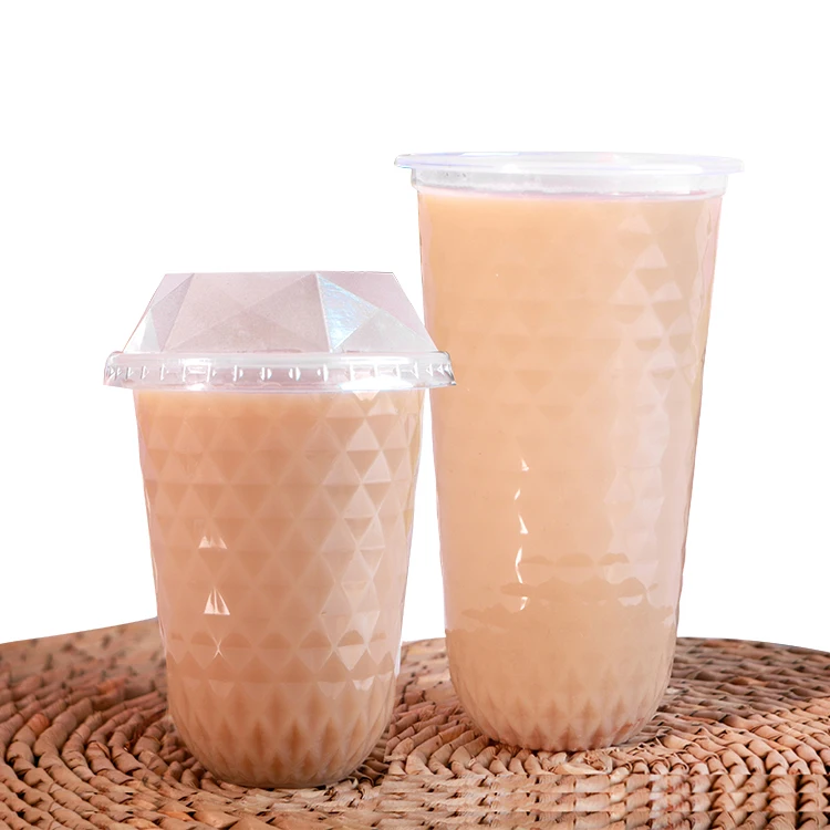  500ml U shape bubble tea cup custom logo milk disposable plastic cups with