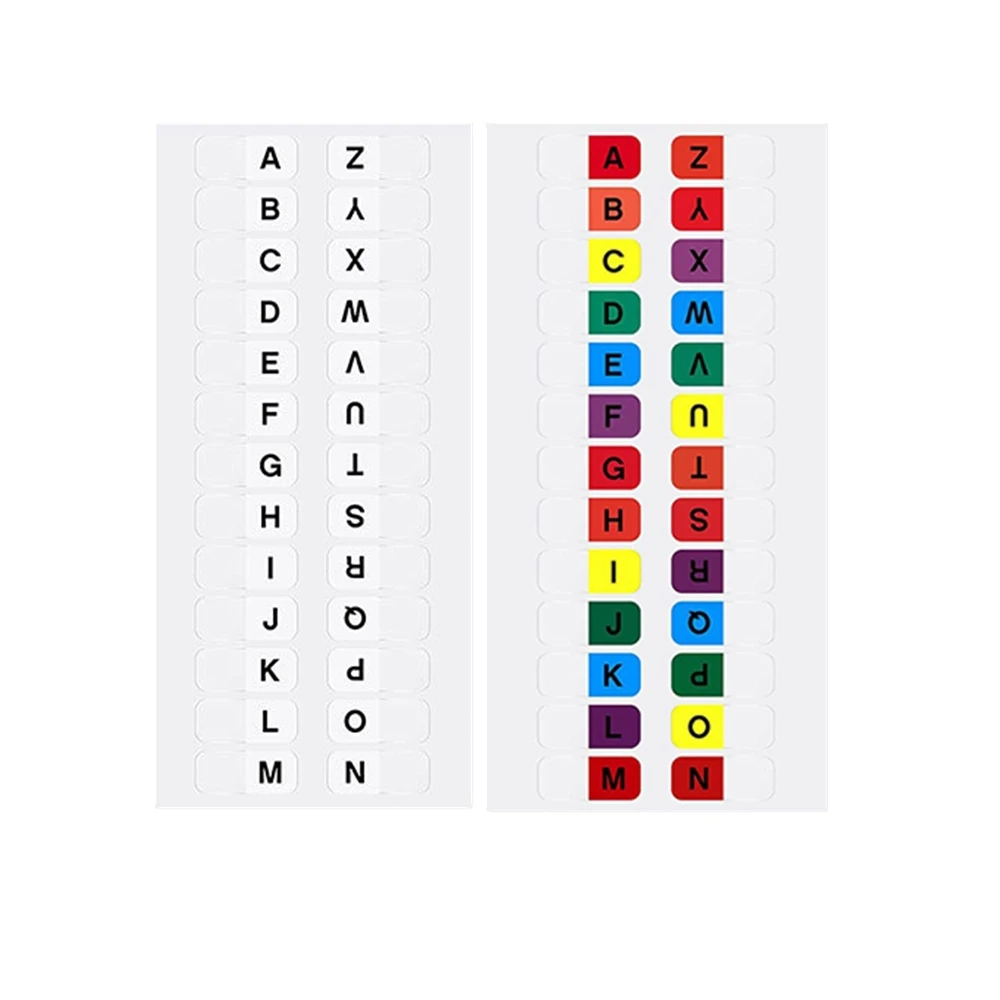 Alphabetical Tab Indexes Self Adhesive Page Tabs Small Stickers for Notebooks A-Z Index Tabs PVC Alphabet File Dividers Stickers
