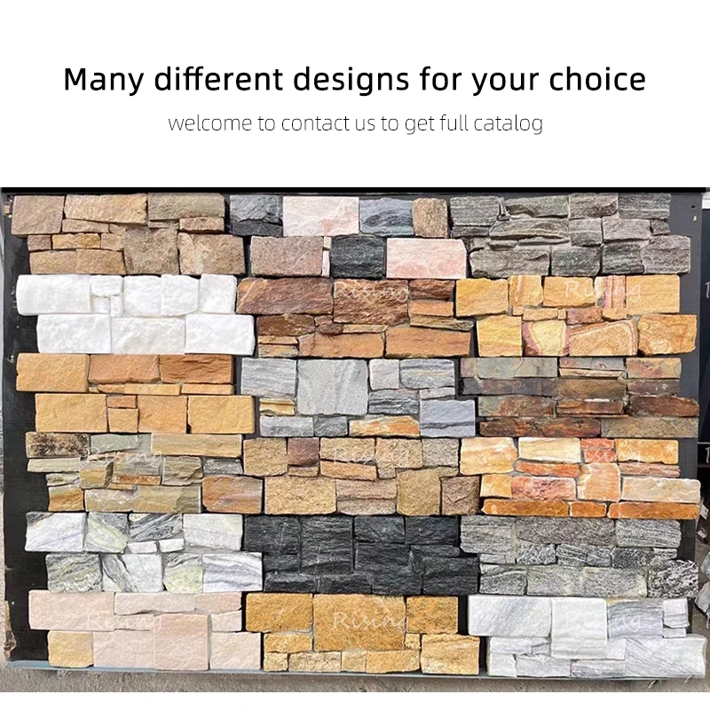 Outoodr Decorative Split Tumble Beige Travertine Culture Stacked Slate Stone For Outside Wall Cladding