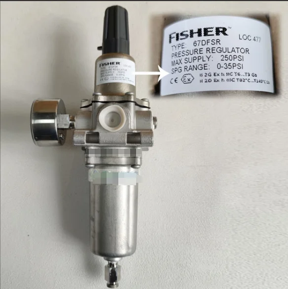 Original FISHERR CONTROLS Air Filter Pressure Reducing Valve 67DFSR Stainless Steel Body with Filter and Internal Relief