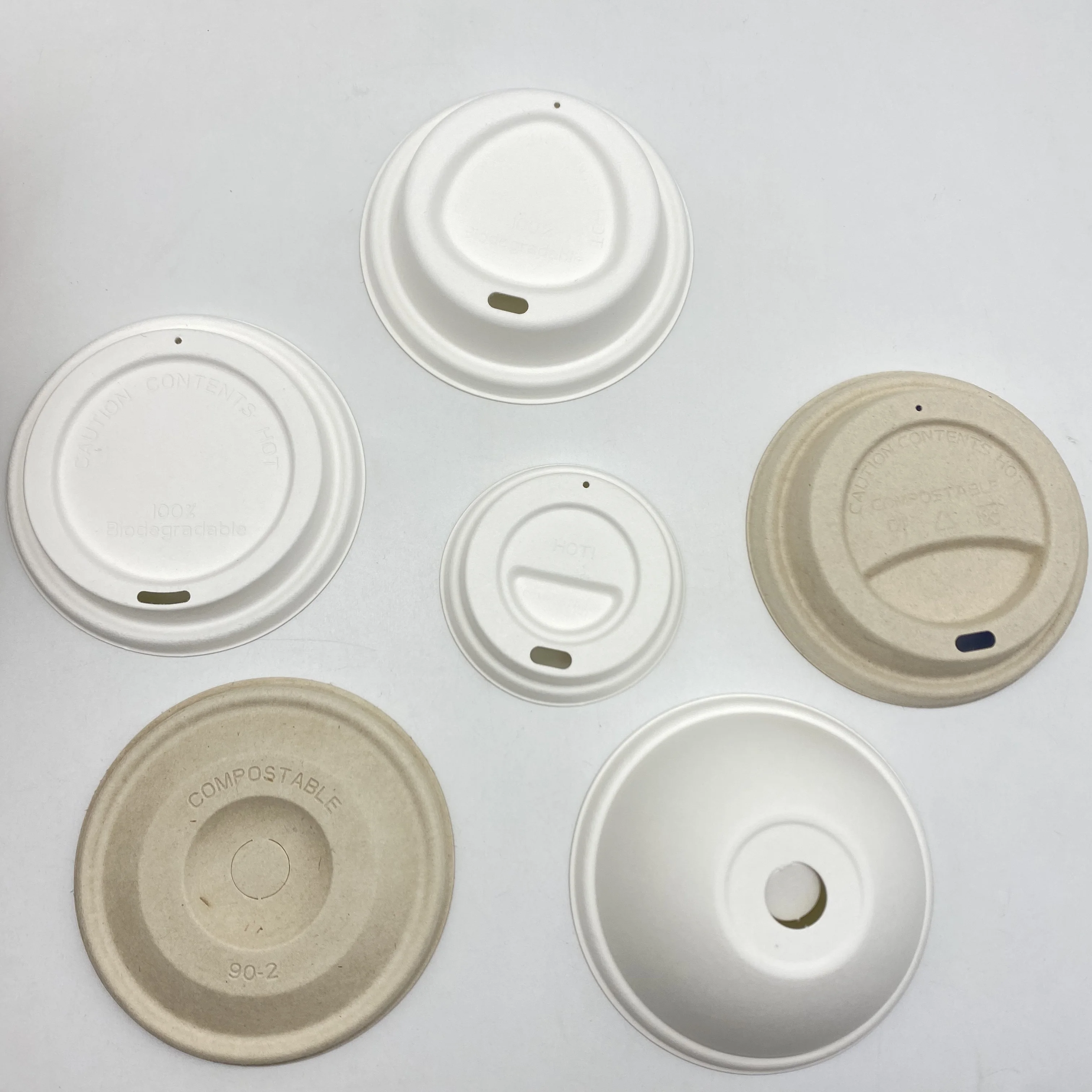 100% Compostable Bagasse Sugarcane Coffee Cup Lid