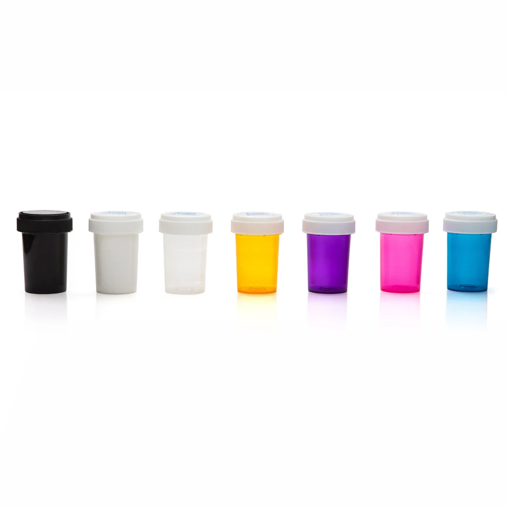 Plastic rx medicine printing logo custom rx medical vials reversible cap pill bottle