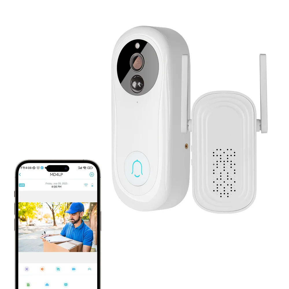 Wireless Wifi Smart Video Doorbell With 1080P HD Camera Video Door Phone With Chime Intercom Door Security Bell