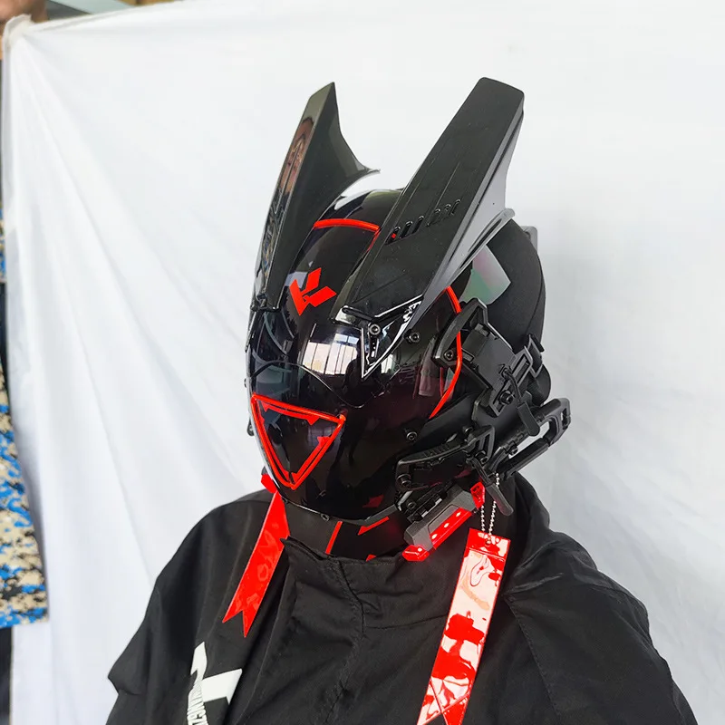 Red Triangle Cyberpunk mask Mask personality photography catch props with lights cool mask