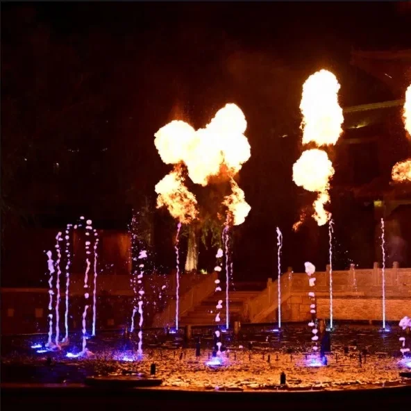 Water Show Fountain With Fire Music Fountain