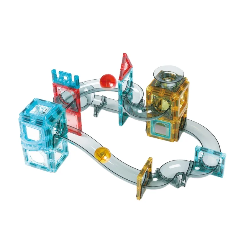 Best Sale  DIY Toy Creative Magnetic Tiles Block Educational Toy Magnetic Marble Run Construction Set Toy For Kids