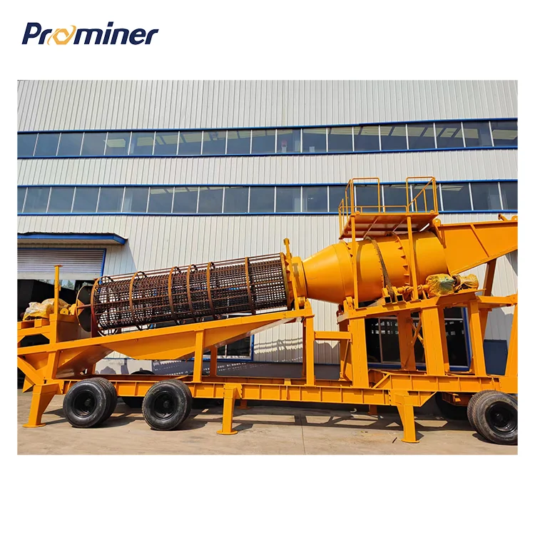 Sand gold washing trommel screener, Centrifugal concentrator in Mobile Alluvial gold processing cart with tire