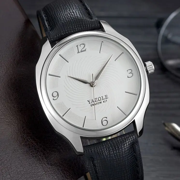 Yazole 417 Top 10 Brands Guangzhou Unisex Quartz Watch Nice Leather Band Minimalist Casual Wrist Watch