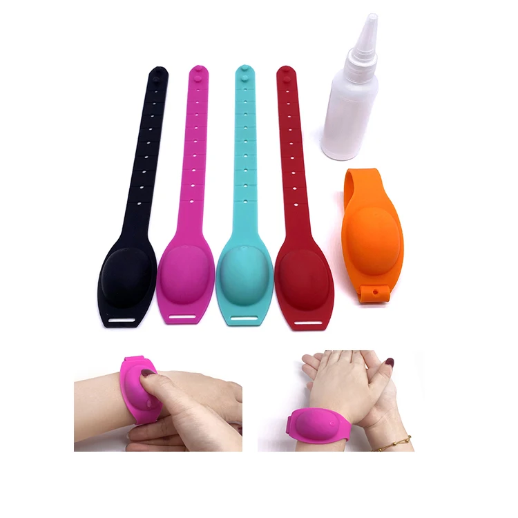2021 New Easy squeeze Quickly Use Gel Dispenser Alcohol Gel brand your own Hand Sanitizer Wristband Silicone Watch