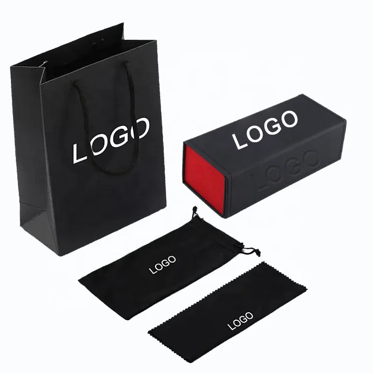 Luxury Sunglasses Folding Case Box Black Glasses Pouches Cloth Eyewear Package Sunglasses Drawer Box Set