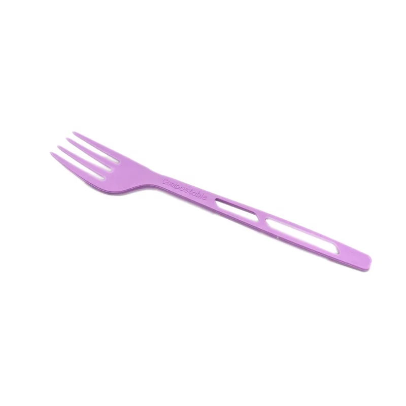 Custom Design Colorful Economic CPLA Disposable Fork Full Biodegradable Tableware PLA Fork for Daily Use or Fast Food