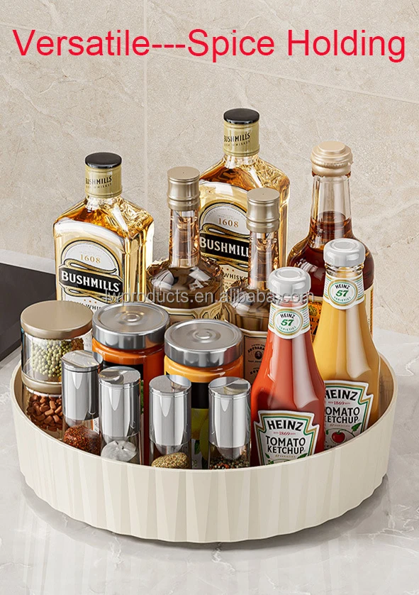 Swivel Home Kitchen Storage Organizer Roundabout Turntable Rotating Spice Rack Revolving Seasoning Holder Rotary Spice Holder