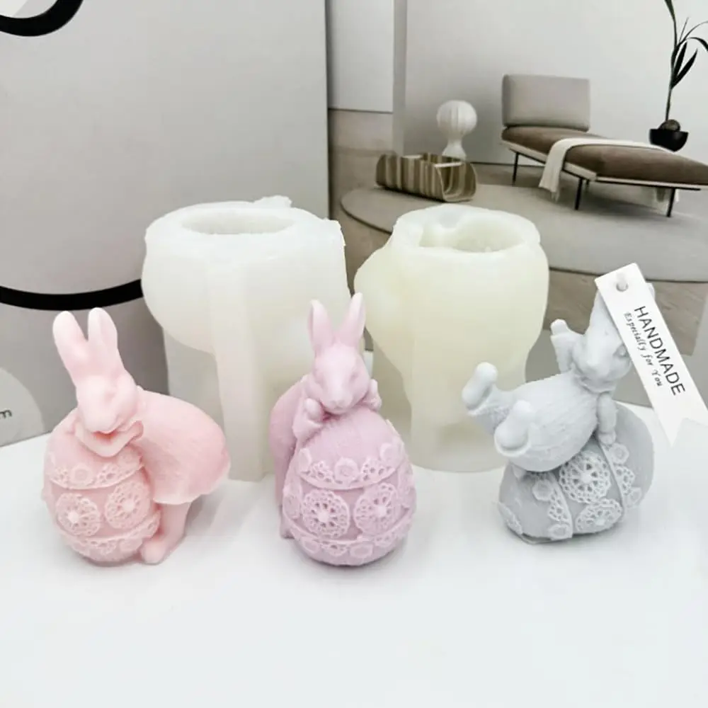 Cute Bunny Epoxy Resin Silicone Mold 3D Animal Rabbit Candle Mold for Easter Egg Rabbits Cake Tools Category