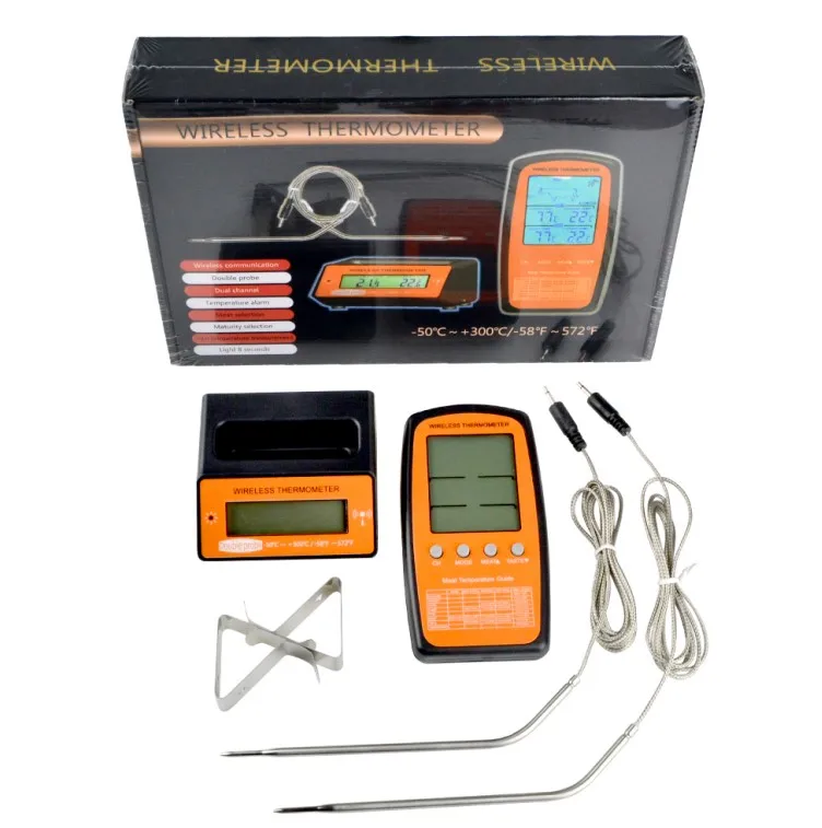 WINYS  Digital Backlight  Wireless Remote Meat Thermometer Dual Probe Cooking Oven BBQ Kitchen Food Thermometer Grilling Barbecu