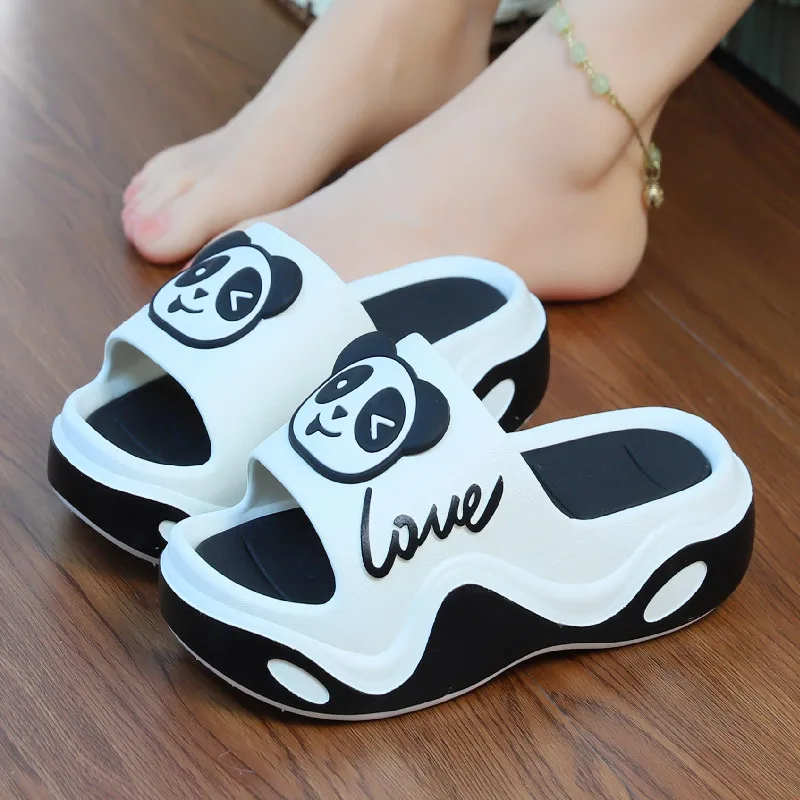 cute panda slides slippers flat sandals for women and ladies