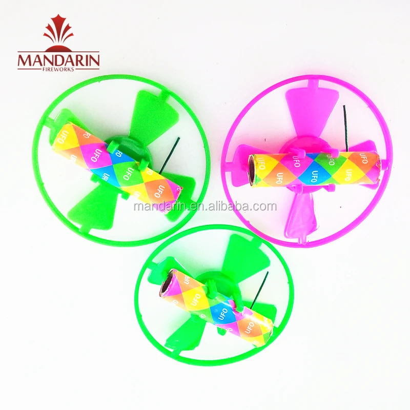 Big size UFO toy ground spinning space flyer to sky novelty fireworks China