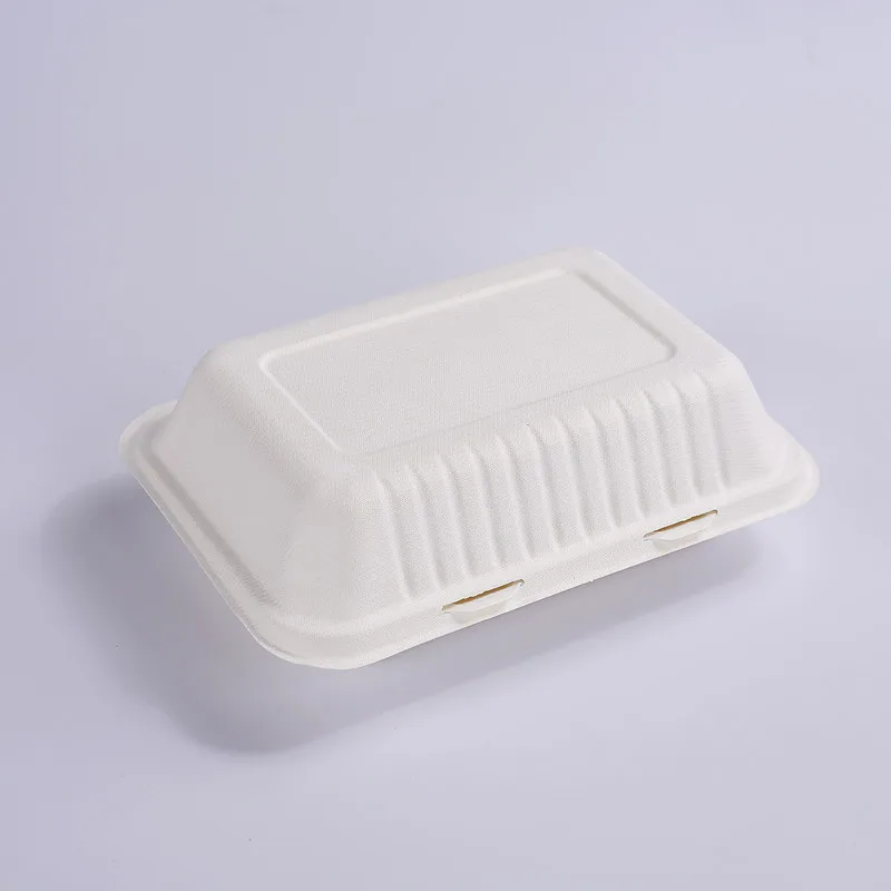 9inch Clamshell disposable bagasse tableware biodegradable packaging for food