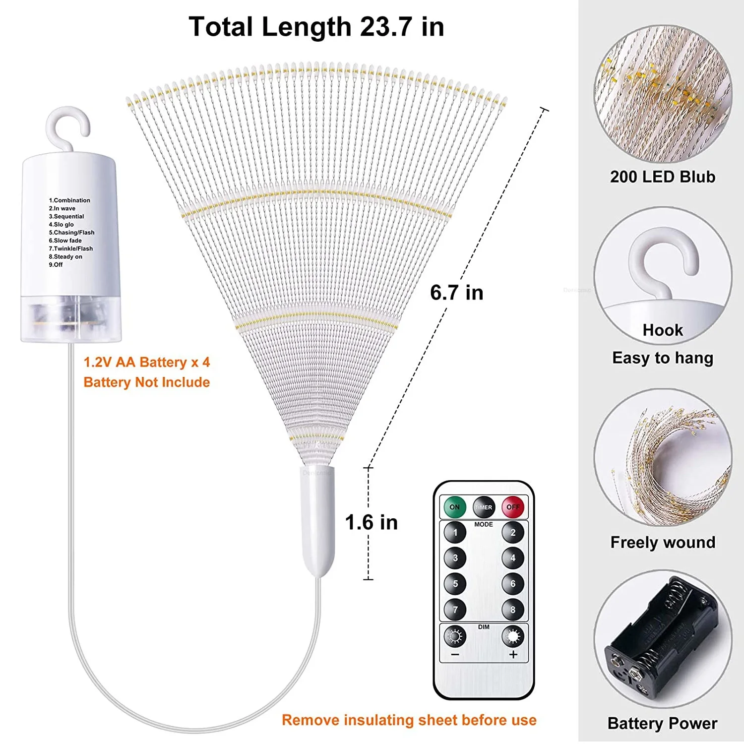 Kanlong Led Firework Med Starburst Copper Wire String Hanging Kit Fairy Christmas out door garden lights