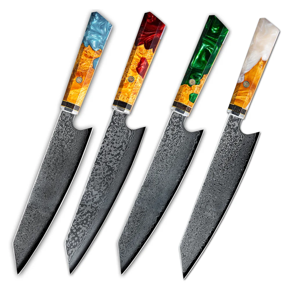 Amazon Hot Seller - Real Damascus Knife Chef for Kitchen Ultra-sharp Top Quality Performance with Resin Handle