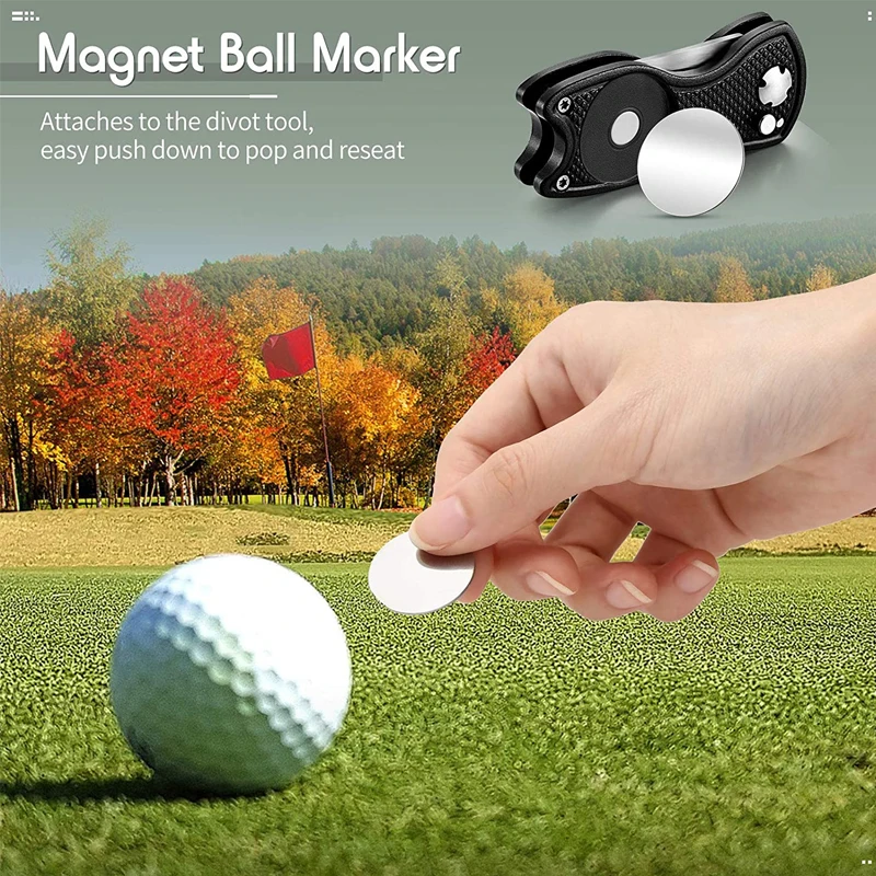 High Quality Custom Logo Colorful Golf Divot Retractable Metal Golf Divot Repair Tool With Ball Maker