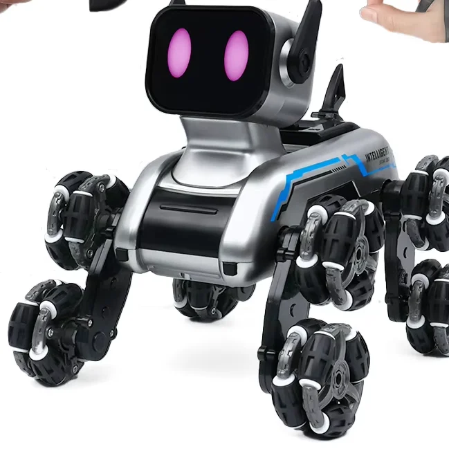 Электронные игрушки AI, восьмиколесный каскадерский робот, собака с музыкой, умная интеллектуальная игрушка для детей, робот с дистанционным управлением, собака