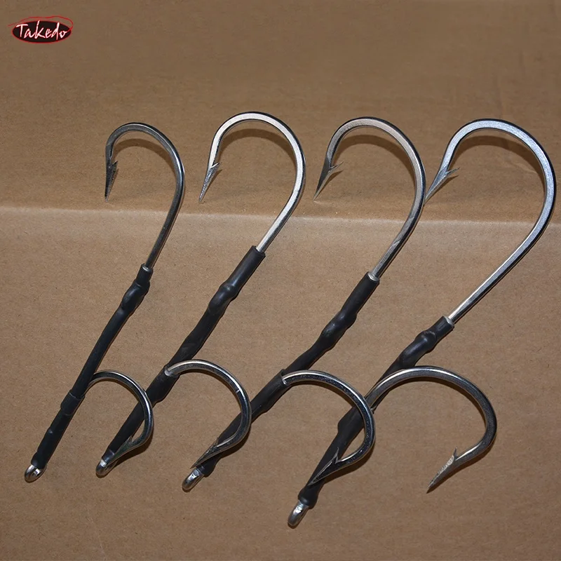 TAKEDO 7691 Stainless Steel Tuna Shark Hook Custom Wholesale Single Sea Hooks Fishing Jigging Assist Hooks