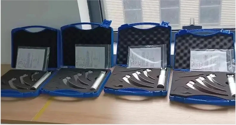 Stainless Steel and Fiber Optic Macintosh & Miller Laparoscopy Fiber Optic Macintosh Laryngoscope Set