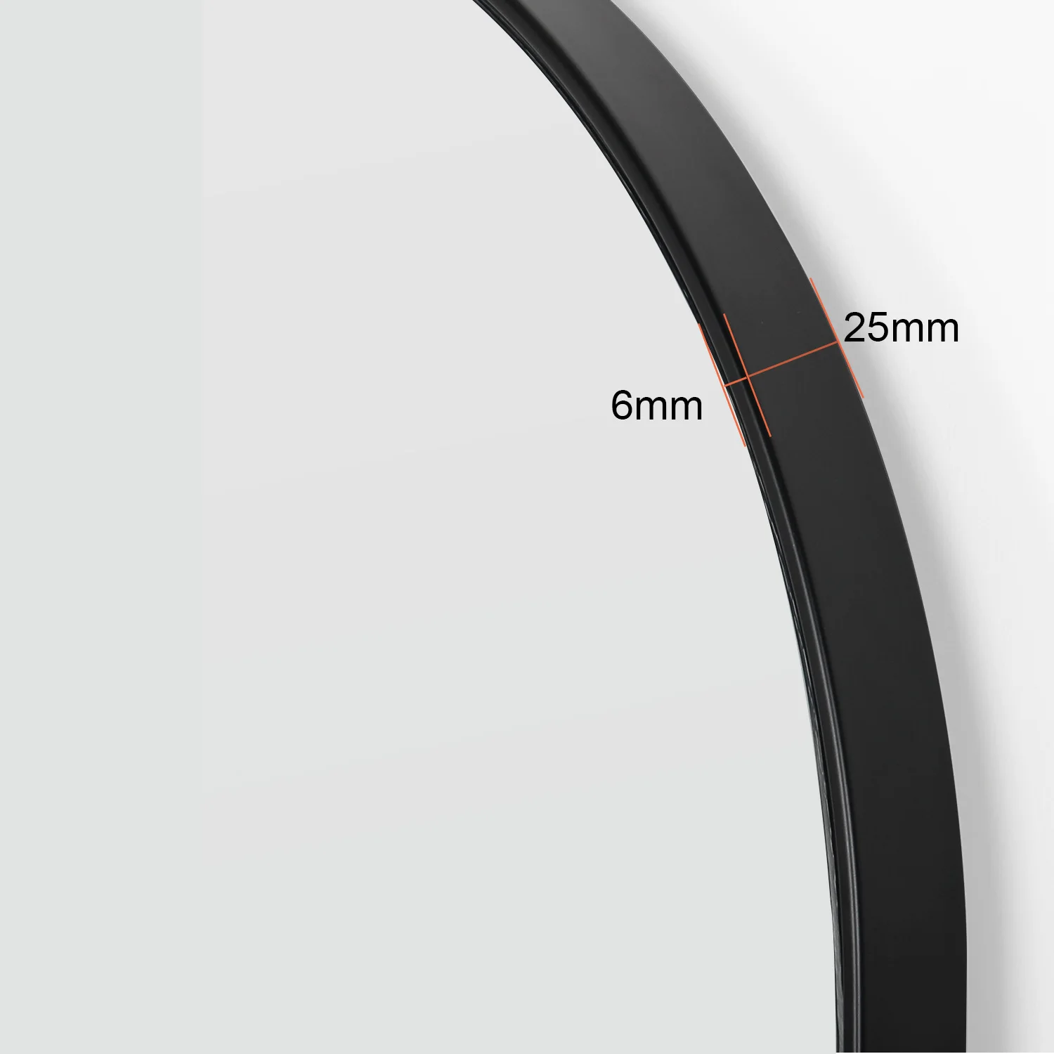 JTFM-L-A-1700X610-B Arch L-Shaped Iron Frame Matte Black 5mm Aluminum Mirror