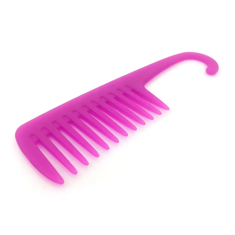 High quality New hook handle wide tooth comb Portable flat comb hairdressing comb with customized logo