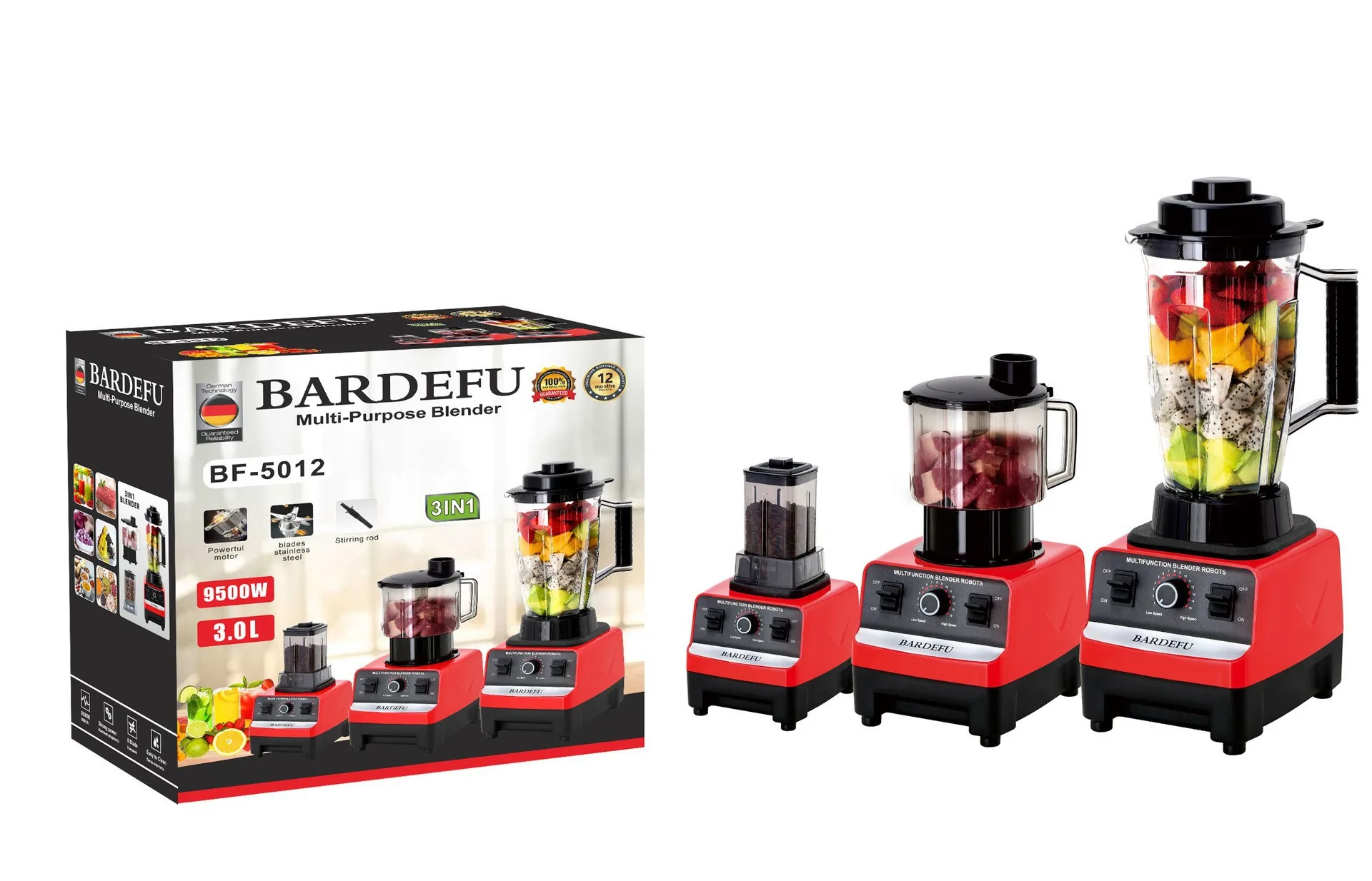 Kitchen 9500W BF-5010 2.5L Countertop Professional Table Commercial Mixer Heavy Duty 3 in 1 Blender fufu maker coffee grinder