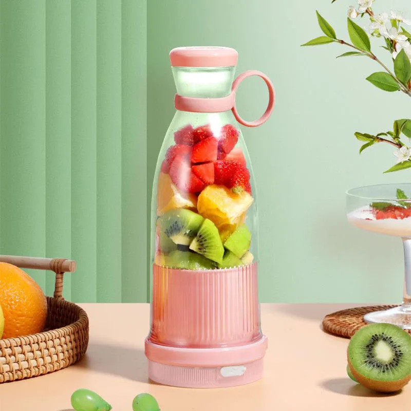 2022 Newly hot sale Household mini USB portable Fruit ice smoothie juicer blender 380ml bottle cup with 6 blades