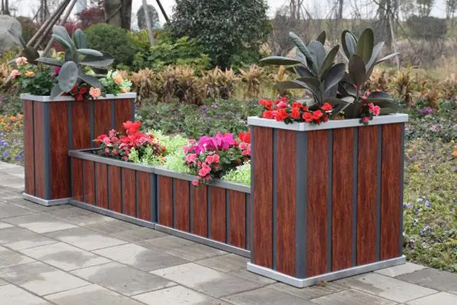 Outdoor Flower Pot Square Street Planting Box Aluminum Alloy Planter, Assembled Metal Flower Box