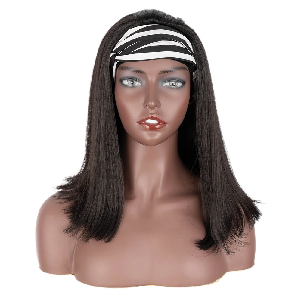 Noble cheap straight synthetic wig heat resistant fiber headband wig wholesale wigs for black women
