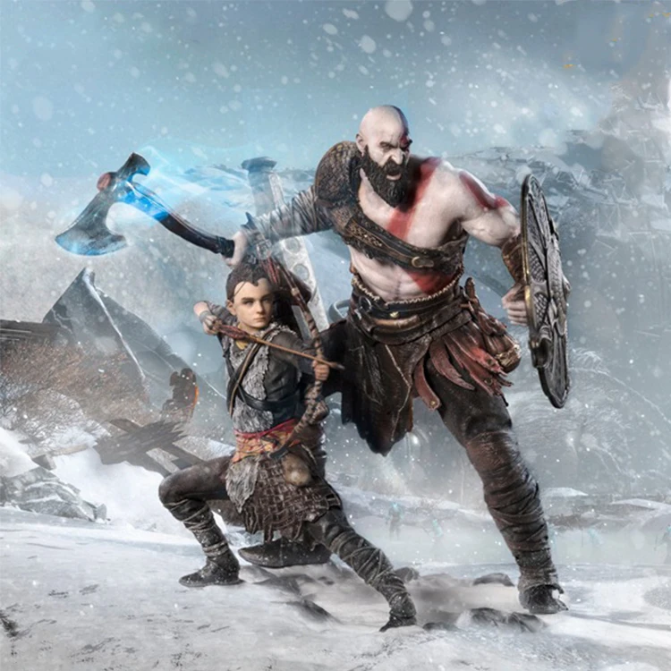 Anime God War NECA Kratos 1/10 PVC Action Figure Cartoon Kratos Son 20cm PVC Toy Collection Model Perfect Kids Gifts Box