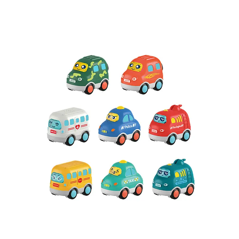 Funny Voice Vehicle Toys Fun Sound and Light Taxi Car Ambulance Cartoon Fire Truck Baby Plastic Toy